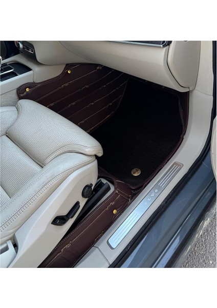 Volvo XC90 2015-2024 Arası 7 Kişilik Aracına Özel 8d Çift Katmanlı Havuzlu Paspas Takımı (Kahverengi) modelleri