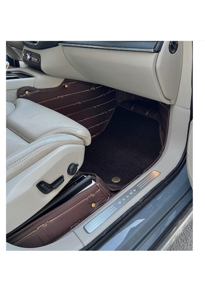 Volvo XC90 2015-2024 Arası 7 Kişilik Aracına Özel 8d Çift Katmanlı Havuzlu Paspas Takımı (Kahverengi) indirimleri