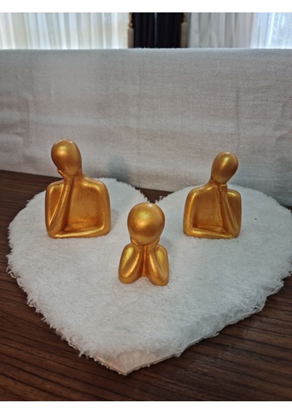 Minima Art Studio Dekoratif 3'lü Aile Obje Biblo Heykel Beton