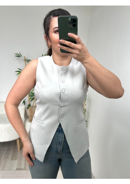Gri Düğme Kapamalı Premium Yelek modelleri