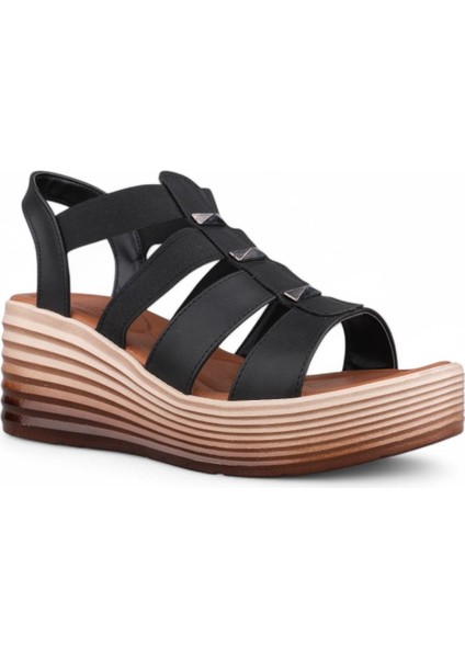 Kadın Sıyah Günlük Sandalet - Siyah, Deri