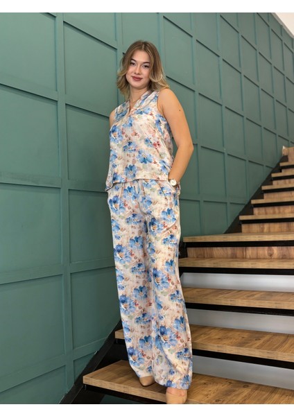 Kadın Çiçek Desenli Alt-Üst Takım