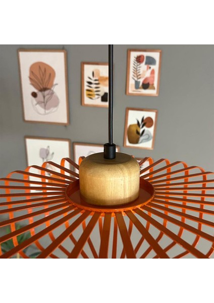 Sante Turuncu Sarkıt Avize Kalın Ahşap Başlık Iç Mekan Aydınlatma Dekoratif Mutfak Hol Cafe Ofis modelleri