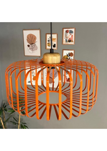 Sante Turuncu Sarkıt Avize Kalın Ahşap Başlık Iç Mekan Aydınlatma Dekoratif Mutfak Hol Cafe Ofis indirimleri