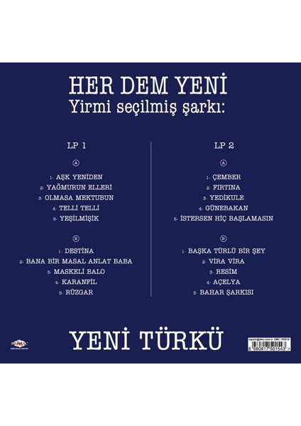 Yeni Türkü Her Dem Yeni Yirmi Seçilmiş Şarkı (2 Plak) fiyatları