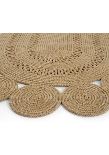 Luke 862 Naturel Oval Yolluk Uzun Antre Hol Koridor Halısı Hasır Dokulu Dekoratif Jüt Banyo Paspası