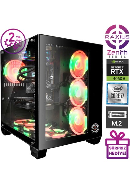 Zenith Z1 I7 RTX4060TI-127F016 I7-12700F 64GB 2tbssd RTX4060TI 8 GB W11P Gaming Masaüstü Bilgisayar
