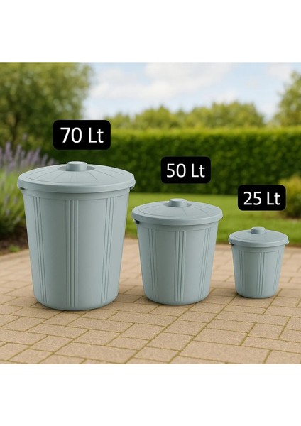 3'lü Kapaklı Çok Amaçlı Kova Seti +70 Lt&50 Lt&25 Lt, Çöp Kovası,su Kovası,un Kovası, Et Kovası Seti