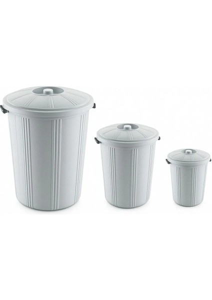 3'lü Kapaklı Çok Amaçlı Kova Seti +70 Lt&50 Lt&25 Lt, Çöp Kovası,su Kovası,un Kovası, Et Kovası Seti