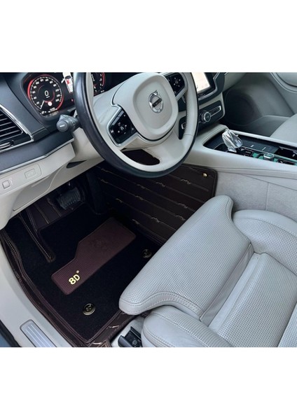 Volvo XC90 2015-2024 Arası 5 Kişilik Aracına Özel 8d Çift Katmanlı Havuzlu Paspas Takımı (Kahverengi)