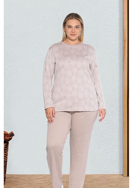 Battal Büyük Beden Uzun Kol Kışlık Pijama Takımı Dowry B09-128