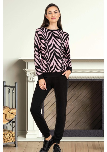 Kışlık Desenli Kalın Pijama Takım Jakarlı Kumaş Alperi 79-25 modelleri