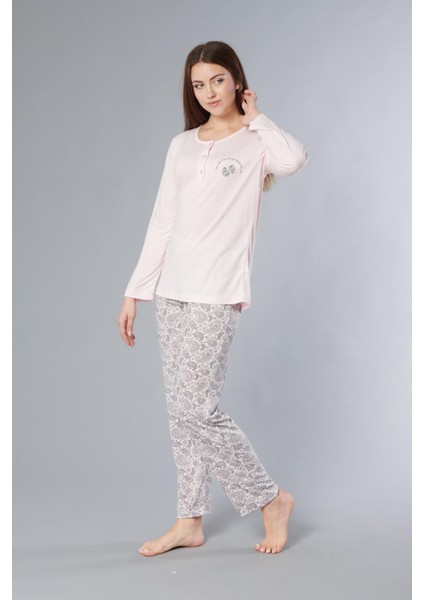 Uzun Kol Mevsimlik Pijama Takımı Viskon Alperi 790-63