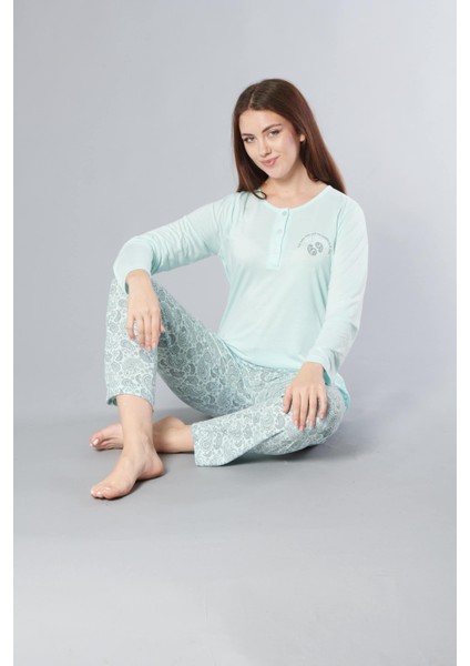 Uzun Kol Mevsimlik Pijama Takımı Viskon Alperi 790-63