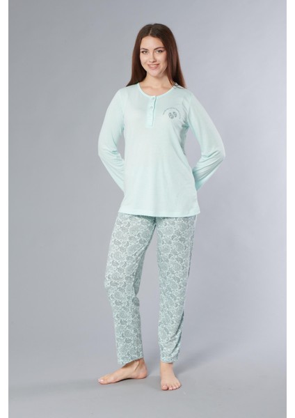 Uzun Kol Mevsimlik Pijama Takımı Viskon Alperi 790-63