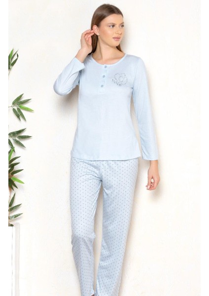 Mevsimlik Uzun Kol Pijama Takım Viskon Alperi 790-27