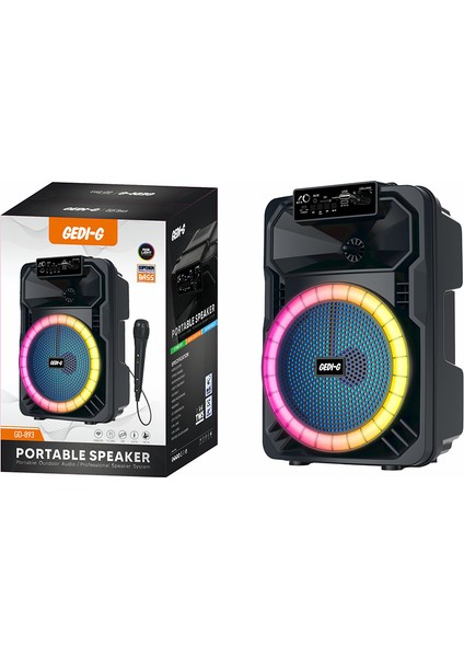 Fujimax GD-893 Mikrofonlu Rgb Tws 8 Inç Stereo Bass Kablosuz Karaoke Hoparlör
