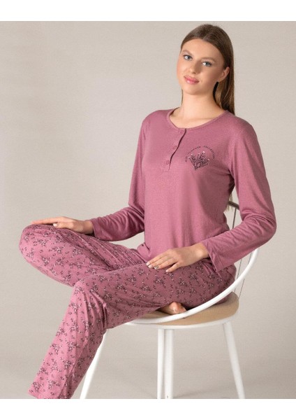 Mevsimlik Uzun Kol Pijama Takım Viskon Alperi 790-29