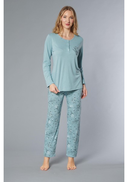 Uzun Kol Mevsimlik Pijama Takımı Viskon Alperi 790-38