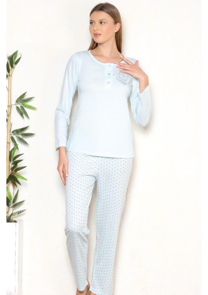 Mevsimlik Uzun Kol Pijama Takım Viskon Alperi 790-27
