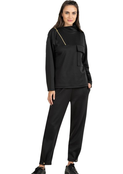 Kadın Siyah Scuba Eşortman Takımı Dowry 41-67