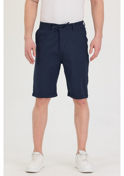 Erkek Slim Fit Keten Chino Şort