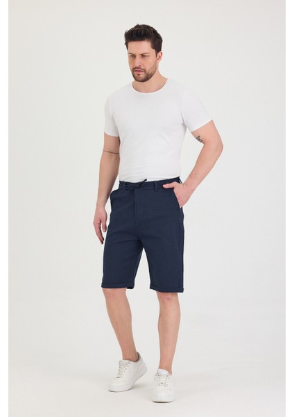 Erkek Slim Fit Keten Chino Şort
