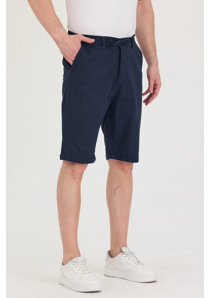 Erkek Slim Fit Keten Chino Şort