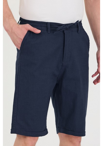 Erkek Slim Fit Keten Chino Şort