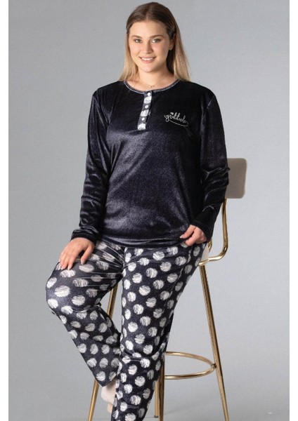 Büyük Beden Battal Kadife Uzun Kol Pijama Takımı Flz B09-153 fiyatları