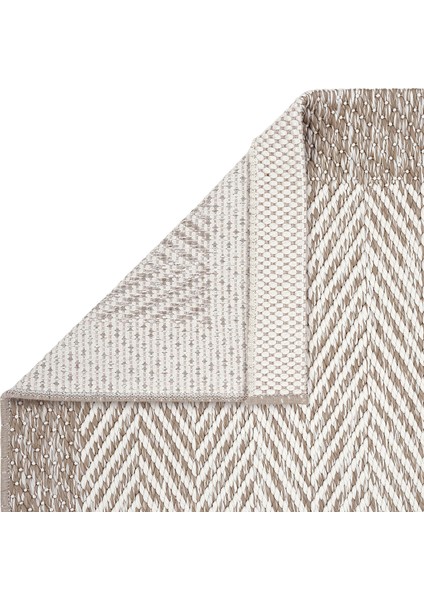 Smart 2001 Bej Kilim Halı Makinede Yıkanabilir İnce Kaymaz Taban Halı Dokuma Yazlık Balkon Kilimi