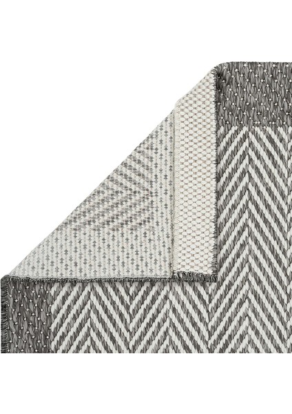 Smart 2002 Gri Kilim Halı Makinede Yıkanabilir İnce Kaymaz Taban Halı Dokuma Yazlık Balkon Kilimi