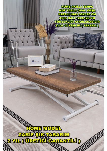 Home Üst Tabla Mdf Barok Ceviz Oval Köşe Alt Ayak Beyaz