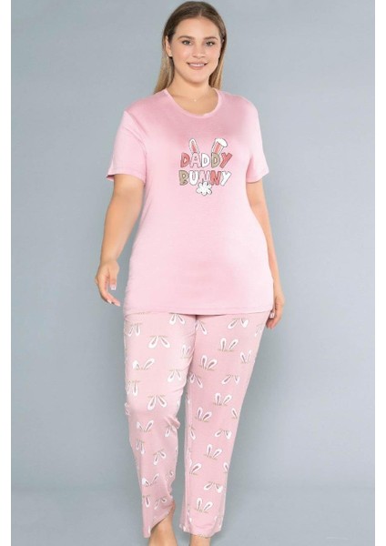 Büyük Beden Battal Viskon Kısa Kol Yazlık Pijama Takımı Dowry B08-76
