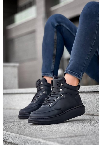 KB-0994 Kuback Siyah Cilt Siyah Yüksek Taban Erkek Bilek Bot modelleri