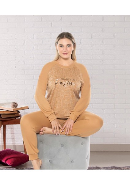 Büyük Beden Battal Kışlık Uzun Kol Pijama Takımı Dowry B09-159