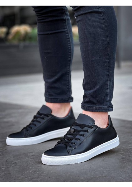 KB-122 Kuback Siyah Cilt Yüksek Taban Bağcıklı Günlük Erkek Ayakkabı modelleri