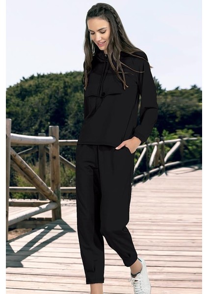 Siyah Eşortman Takım Cepli Pantolon Scuba Dowry 41-68 modelleri