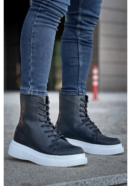 KB-0991 Kuback Siyah Cilt Yüksek Taban Bağcıklı Postal Bot fiyatları