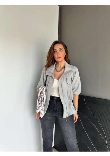 Qimene Kadın Iri Cepli Beli Büzgülü Bol Yakalı Düz Oversize Mont modelleri