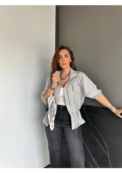 Qimene Kadın Iri Cepli Beli Büzgülü Bol Yakalı Düz Oversize Mont indirimleri