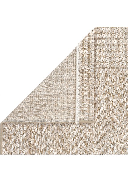 Smart 2005 Bej Kilim Halı Makinede Yıkanabilir İnce Kaymaz Taban Halı Dokuma Yazlık Balkon Kilimi