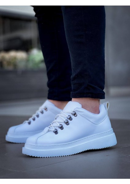 Kb-X4 Kuback Beyaz Cilt Yüksek Taban Bağcıklı Günlük Erkek Ayakkabı modelleri