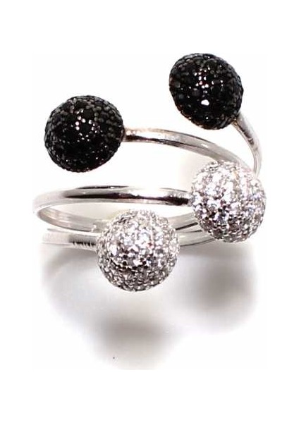 925 Ayar Gümüş Top Yüzük, Beyaz