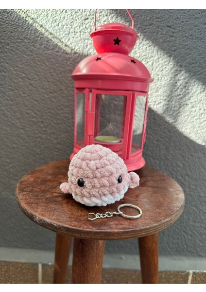 El Yapımı Örgü Pembe Balina Anahtarlık - Amigurumi Anahtarlık