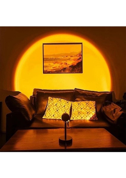 Havalı, Romantik Ortam Işığı Günbatımı Sarı 180 Derece Dönen Gece Lambası Işığı Sunset Yellow Tripo modelleri