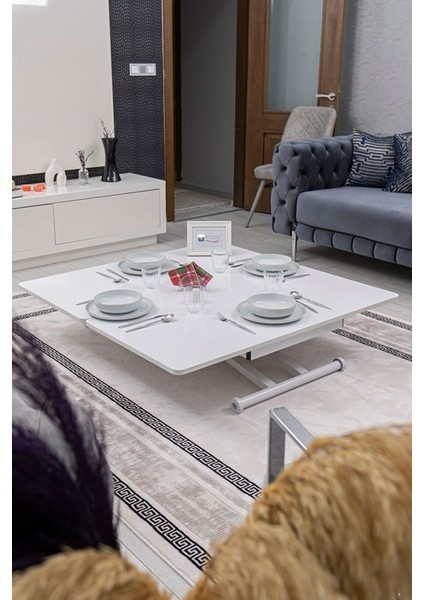 Home Üst Tabla Mdf Beyaz Oval Köşe Alt Ayak Beyaz