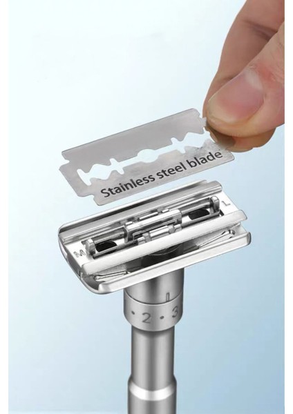 Shave Q7 Full Metal Manuel Tıraş Makinesi + U3 Full Metal Ustura + 20'li Platinum Yaprak Jilet