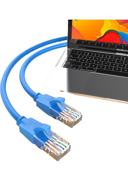 Cat6 1000MBPS Ethernet Internet Veri RJ45 Kablosu 3 Metre Mavi Kablo