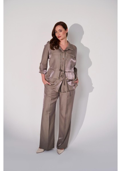 Büyük Beden Beli Lastik Detaylı Pantolon